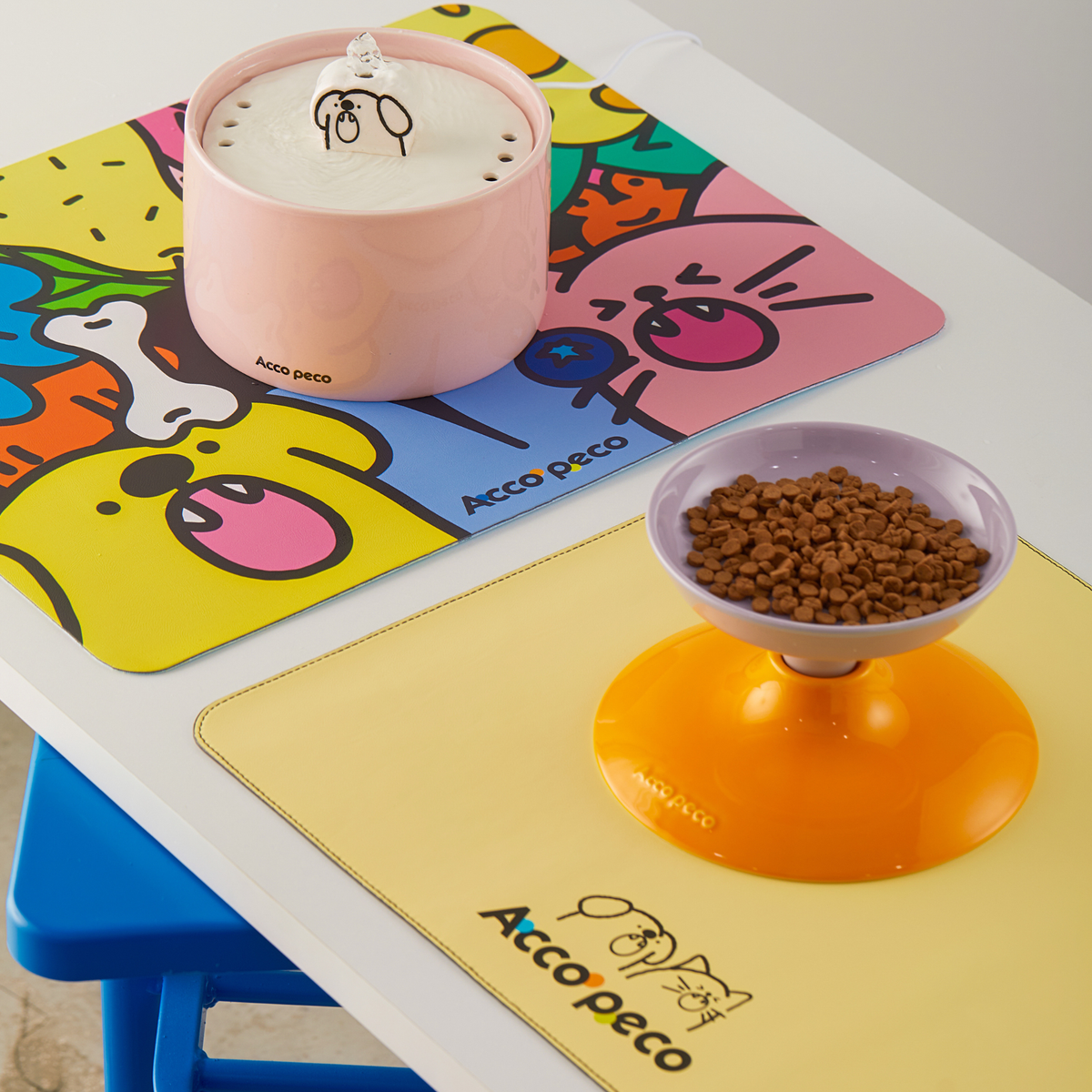 AccoGift Feeding Set｜Ceramic Dog Bowl with Stand + Feeding Mat｜Save 21%